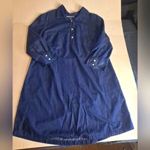 Karen Scott mid length long sleeve denim dress with chest pockets half button 2X